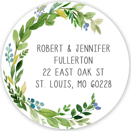 Arched Green Swag Round Address Labels
